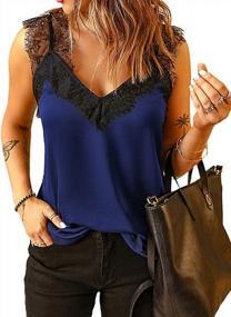 img 4 attached to Women'S V-Neck Lace Strappy Cami Tank Top - Loose Casual Sleeveless Blouse Shirt By BLENCOT For Enhanced SEO