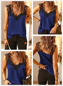 img 3 attached to Women'S V-Neck Lace Strappy Cami Tank Top - Loose Casual Sleeveless Blouse Shirt By BLENCOT For Enhanced SEO