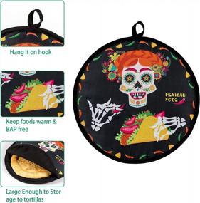 img 1 attached to CINPIUK Tortilla Warmer Pouch 12 Inch Taco Warmer Holder Sugar Skull Fabric Pouch Insulated & Microwaveable, Keep Corn Flour Tortillas Taco Pizza Warm And Fresh
