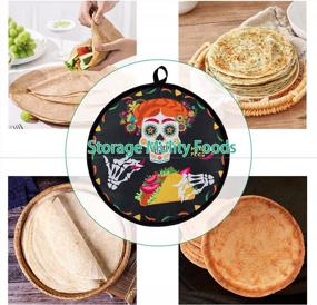 img 2 attached to CINPIUK Tortilla Warmer Pouch 12 Inch Taco Warmer Holder Sugar Skull Fabric Pouch Insulated & Microwaveable, Keep Corn Flour Tortillas Taco Pizza Warm And Fresh