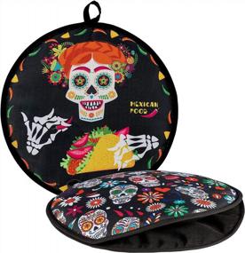 img 4 attached to CINPIUK Tortilla Warmer Pouch 12 Inch Taco Warmer Holder Sugar Skull Fabric Pouch Insulated & Microwaveable, Keep Corn Flour Tortillas Taco Pizza Warm And Fresh