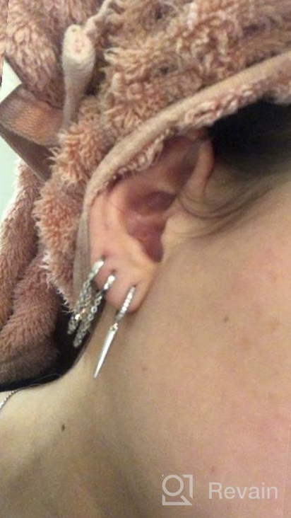 img 1 attached to 925 Sterling Silver Tassel Chain Drop Dangle Hoop Earrings: Stylish Helix & Tragus Cartilage Piercing Cuffs for Unisex Personalized Punk Fashion review by Brian Rivera