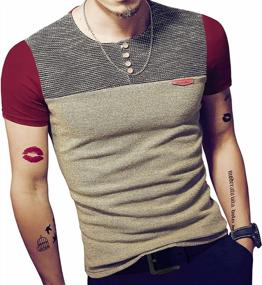 img 3 attached to Stylish LOGEEYAR Men'S Slim Fit Casual Button Tees With Eye-Catching Contrast Stitching