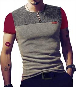 img 2 attached to Stylish LOGEEYAR Men'S Slim Fit Casual Button Tees With Eye-Catching Contrast Stitching