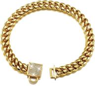 💎 18k gold metal stainless steel dog collar with zirconia lock - designer luxury training necklace chain for big dogs (18 inch) logo