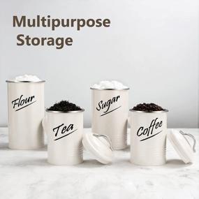 img 1 attached to Ivory Food Storage Canisters Containers Set Of 4 - Hillbond Carbon Steel Powder Coated Decorative Jars
