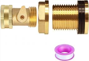 img 4 attached to Joywayus 3/4"GHT Female X 1"NPT Male Brass Bulkhead Water Tank Connector & Garden Hose Shut Off Valve Kit With Rubber Washers And Teflon Tape
