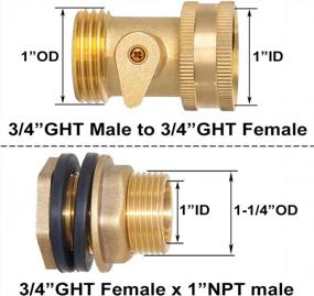img 3 attached to Joywayus 3/4"GHT Female X 1"NPT Male Brass Bulkhead Water Tank Connector & Garden Hose Shut Off Valve Kit With Rubber Washers And Teflon Tape