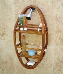 img 1 attached to AquaTeak Moa Oval Teak Shower Caddy Organizer - Patented Design