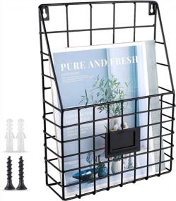 img 4 attached to Organize with Style: WantuSee 3 Pockets Hanging Magazine Rack, Versatile Wire Basket for Home, Bathroom, and Office