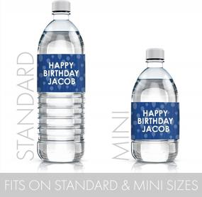 img 2 attached to Персонализированные темно-синие этикетки для бутылок с водой Happy Birthday Party с именем - 24 водонепроницаемых наклейки для вечеринок