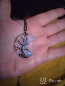 img 5 attached to Stylish Tree Of Life Crescent Necklace With Natural Gemstones And Healing Crystals