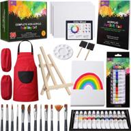 deluxe acrylic kids art set 35 pcs - non toxic paint, tabletop easel, brushes, canvas & more premium supplies for painting pad by risebrite логотип