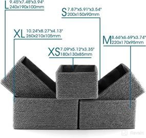 img 3 attached to 🧺 Acrola 5-Pack Decorative Storage Baskets: Stackable Woven Paper Rope with Fabric Liner in Gray - ST05002