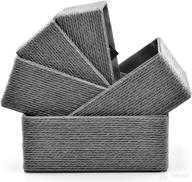 🧺 acrola 5-pack decorative storage baskets: stackable woven paper rope with fabric liner in gray - st05002 логотип