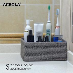 img 1 attached to 🧺 Acrola 5-Pack Decorative Storage Baskets: Stackable Woven Paper Rope with Fabric Liner in Gray - ST05002