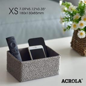 img 2 attached to 🧺 Acrola 5-Pack Decorative Storage Baskets: Stackable Woven Paper Rope with Fabric Liner in Gray - ST05002