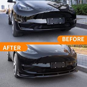 img 2 attached to Фронтальная обвеска бампера для Tesla Model Y "Fit Tesla Model Y Front Bumper Lip Kit Car Mods Spoilers For Tesla Model Y Accessories 2020 2021 2022 (Glossy Carbon Fiber Pattern)