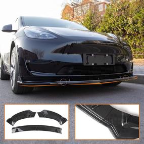 img 1 attached to Фронтальная обвеска бампера для Tesla Model Y "Fit Tesla Model Y Front Bumper Lip Kit Car Mods Spoilers For Tesla Model Y Accessories 2020 2021 2022 (Glossy Carbon Fiber Pattern)