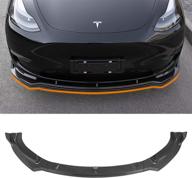 фронтальная обвеска бампера для tesla model y "fit tesla model y front bumper lip kit car mods spoilers for tesla model y accessories 2020 2021 2022 (glossy carbon fiber pattern) логотип