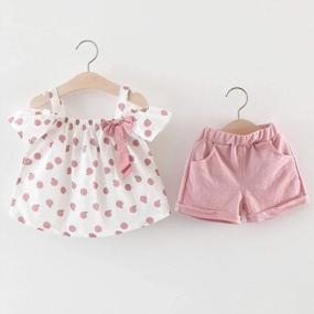 img 3 attached to Hipea Summer Toddler Baby Girls Outfits: Ruffle Camisole Spot Dot Tops and Casual Shorts Set - Newborn Girl's Clothing