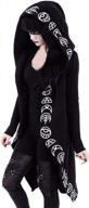 twgone women's plus size hooded cardigan jacket with long sleeves and punk moon print - black cloak style logo