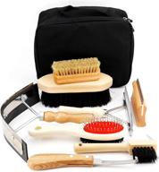 🐴 surfante horse grooming kit: complete set with tote for effective horse cleaning, brushes, sweat scraper, mane comb, and black storage bag логотип