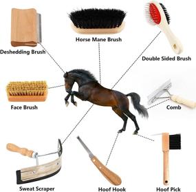 img 2 attached to 🐴 Surfante Horse Grooming Kit: Complete Set with Tote for Effective Horse Cleaning, Brushes, Sweat Scraper, Mane Comb, and Black Storage Bag