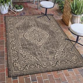 img 4 attached to Benissimo 4X6 Palace Collection Medallion Pattern Indoor/Outdoor Rug - Gray Jute Backing Area Rugs For Living Room, Bedroom, Kitchen, Entryway & More