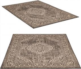 img 3 attached to Benissimo 4X6 Palace Collection Medallion Pattern Indoor/Outdoor Rug - Gray Jute Backing Area Rugs For Living Room, Bedroom, Kitchen, Entryway & More