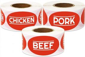 img 4 attached to Eye-Catching Meat Labels Bundle - 300 Bright Red 1.75 X 1 Inch Stickers For Beef, Chicken, And Pork - Perfect For Supermarkets, Delis, Food Trucks, And More