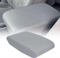 secosautoparts leather center console lid armrest cover gray compatible with 2008-2013 toyota highlander logo