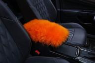 🧡 bright orange universal fit auto armrest cover - genuine sheepskin wool fur, soft and fluffy center console cover for car логотип