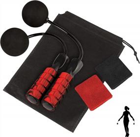img 4 attached to Красная утяжеленная беспроводная скакалка с двумя мячами и сумкой для переноски - не запутывается и идеально подходит для упражнений в помещении, женщин, детей, тренировок Beachbody MBF, фитнеса и многого другого - Vickay Ropeless Jump Rope