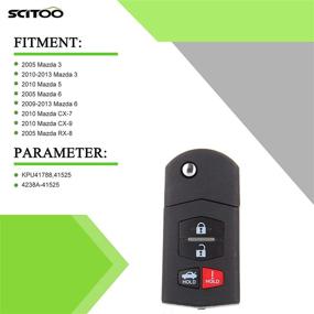 img 3 attached to 🔑 SCITOO Keyless Entry Remote Key Fob Uncut Replacement, 4 Buttons - Fits Mazda 5 CX-9 2010, Mazda 3 RX-8 2005, FCC ID: 4238A-41525 KPU41788