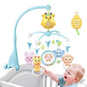 img 4 attached to 🔵 Caterbee Baby Crib Mobile Toy: Lights, Music, Projection, Remote, Pack and Play (Blue-Rechargeable Mode)