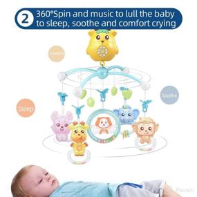 img 2 attached to 🔵 Caterbee Baby Crib Mobile Toy: Lights, Music, Projection, Remote, Pack and Play (Blue-Rechargeable Mode)