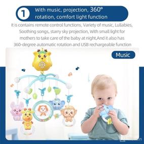 img 3 attached to 🔵 Caterbee Baby Crib Mobile Toy: Lights, Music, Projection, Remote, Pack and Play (Blue-Rechargeable Mode)