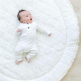 img 1 attached to 🌈 Makemake Organics GOTS Certified Round Rainbow Play Mat: Non-Toxic, Reversible, Washable Organic Nursery Rug for Tummy Time, Crawling, and Activities - Thick Quilted Cotton, White