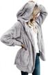 women's fuzzy hooded sherpa jacket cardigan with pockets - open front coat outwear logo