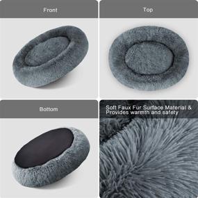 img 1 attached to 🐶 Anxiety Dog Bed and Grey Dog Calming Bed - Comfy Donut Cuddler Pet Bed for Improved Sleep, Orthopedic Relief, and Waterproof Bottom