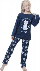 img 2 attached to Cute And Comfortable Bunny Pajama Sets For Girls: Long Sleeve Cotton Sleepwear Clothes By Vopmocld