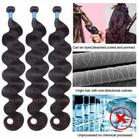 img 2 attached to Ucrown Hair Mixed Length 30",32",34" 36'',38'',40'',100% Brazilian Human Hair Body Wave 3 Bundles 300G Total Human Hair Weave Extensions Natural Black Color (36 38 40)