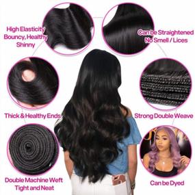 img 1 attached to Ucrown Hair Mixed Length 30",32",34" 36'',38'',40'',100% Brazilian Human Hair Body Wave 3 Bundles 300G Total Human Hair Weave Extensions Natural Black Color (36 38 40)