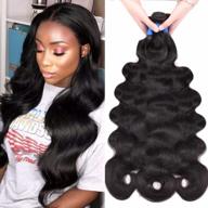 ucrown hair mixed length 30",32",34" 36'',38'',40'',100% brazilian human hair body wave 3 bundles 300g total human hair weave extensions natural black color (36 38 40) logo