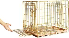 img 1 attached to 🐶 HOMEY PET INC Gold Color Dog Crate: Stylish and Versatile with Optional Floor Grid (24" W/ Grid)