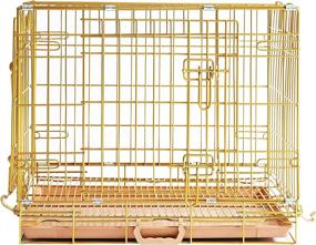 img 2 attached to 🐶 HOMEY PET INC Gold Color Dog Crate: Stylish and Versatile with Optional Floor Grid (24" W/ Grid)