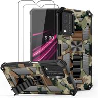 📱 jusy t-mobile revvl v+ 5g case - camouflage design, full protection shockproof case with kickstand, includes 2 screen protectors for revvl v plus - ideal for men logo