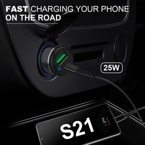 img 1 attached to 🚀 Super Fast Car Charger 25W, OHIFAST - Compatible with Samsung Galaxy S22 Plus/Ultra/S21/S20 FE/A71 5G/Note 20/10/9/8/Fold 2/S10/S9 - Dual Port Fast Charging Car Adapter with 2 X 3.3FT Braided USB C Cable