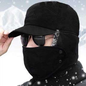 img 3 attached to Men'S Trooper Trapper Hat - Ushanka Russian Ski Hunting Windproof Mask Winter Bomber Fur Hat